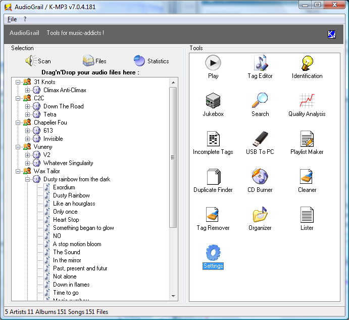 AudioGrail (Formerly K-MP3) screenshot